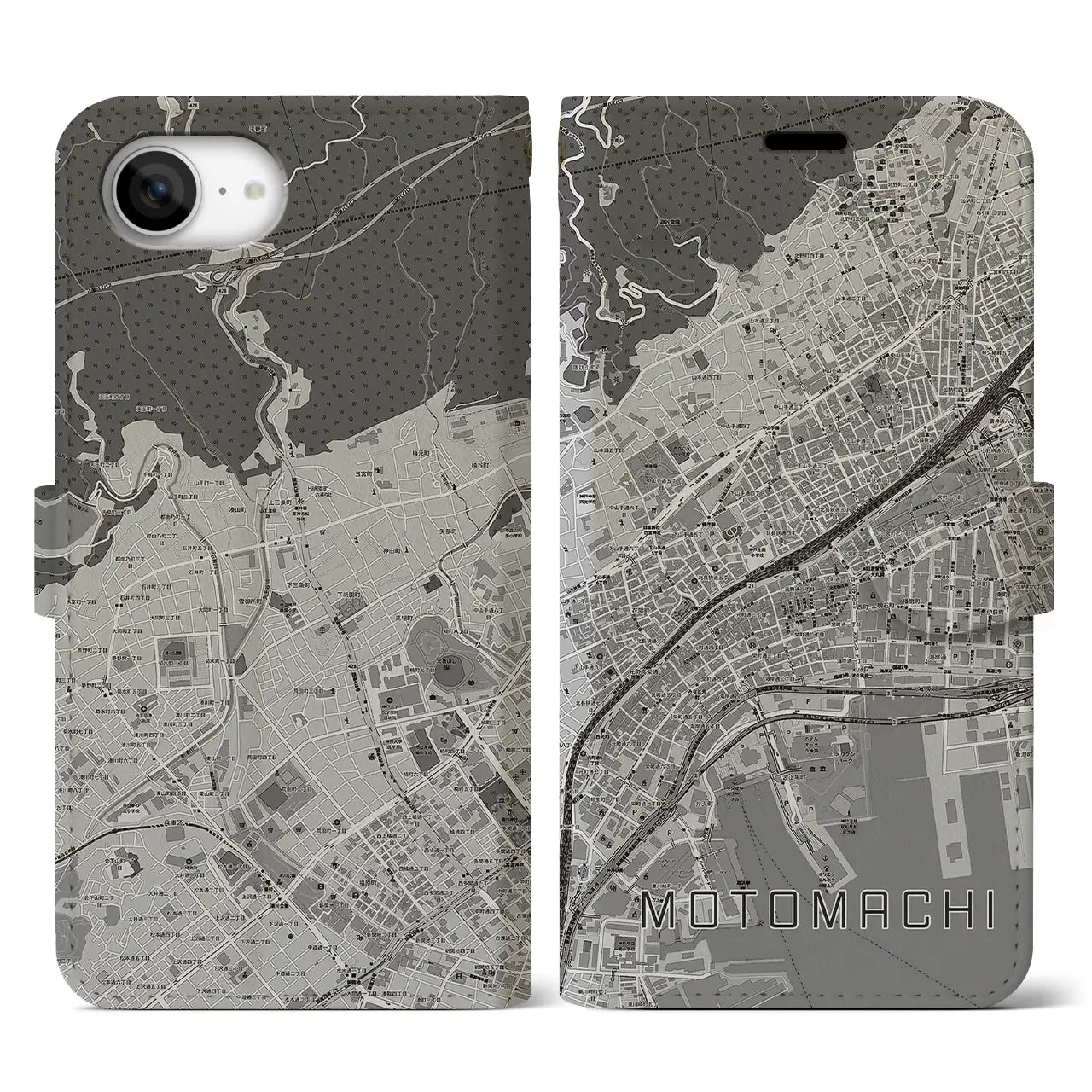 【元町(兵庫県)】地図柄iPhoneケース(手帳タイプ)