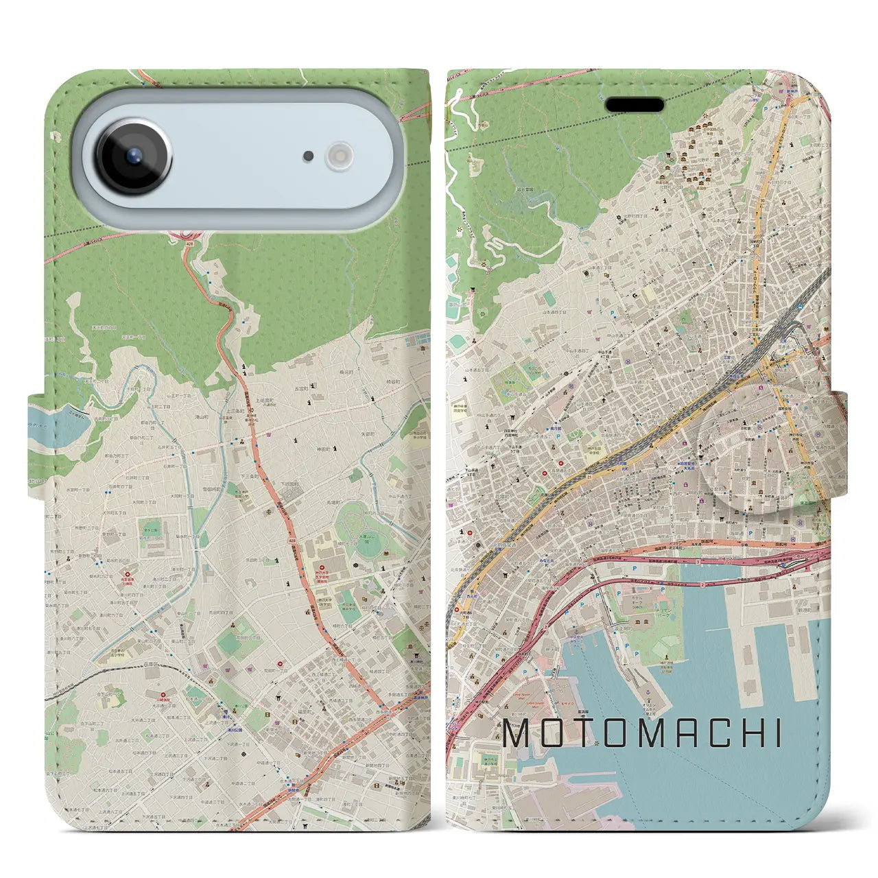 【元町(兵庫県)】地図柄iPhoneケース(手帳タイプ)