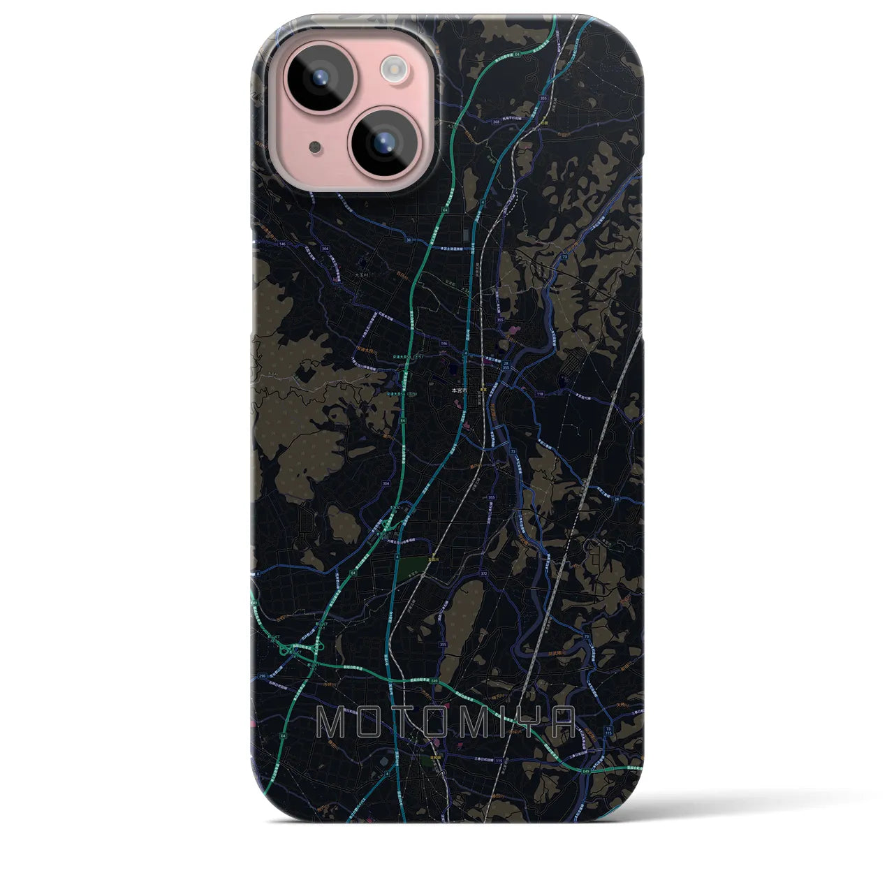 【本宮(福島県)】地図柄iPhoneケース(バックカバータイプ)