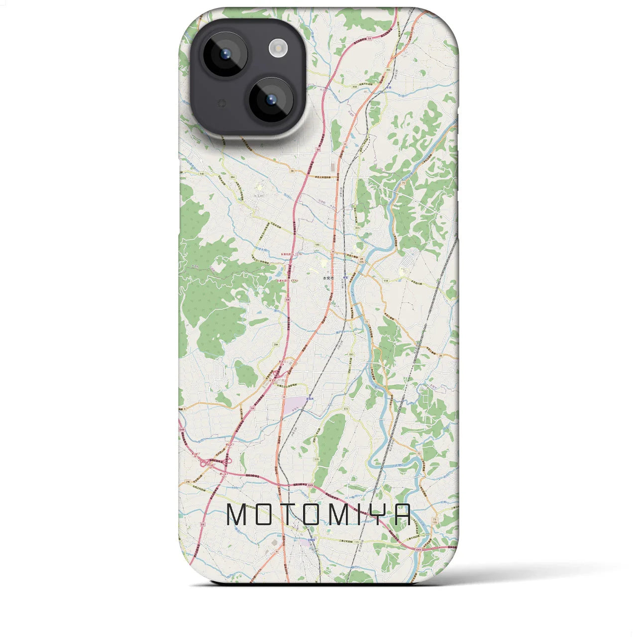 【本宮(福島県)】地図柄iPhoneケース(バックカバータイプ)