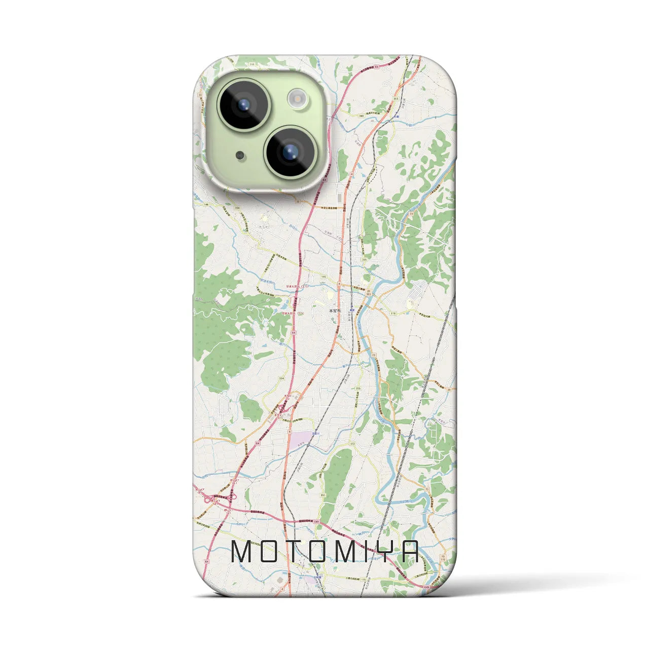 【本宮(福島県)】地図柄iPhoneケース(バックカバータイプ)