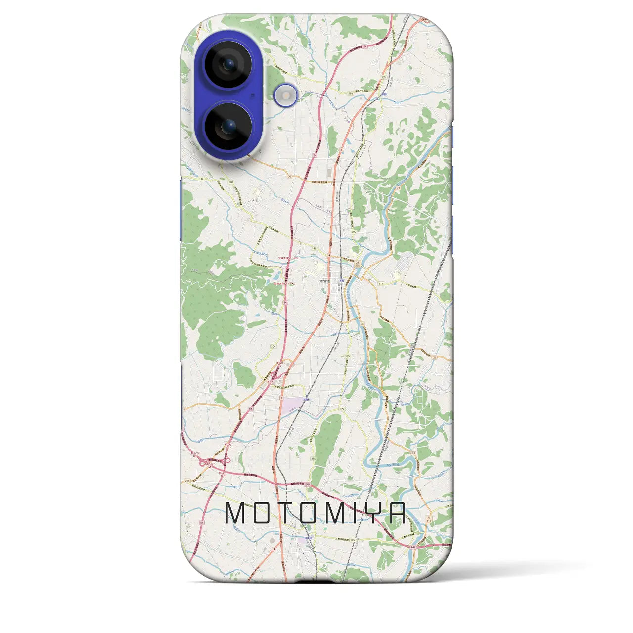 【本宮(福島県)】地図柄iPhoneケース(バックカバータイプ)ナチュラル・iPhone 16 Pro Max 用