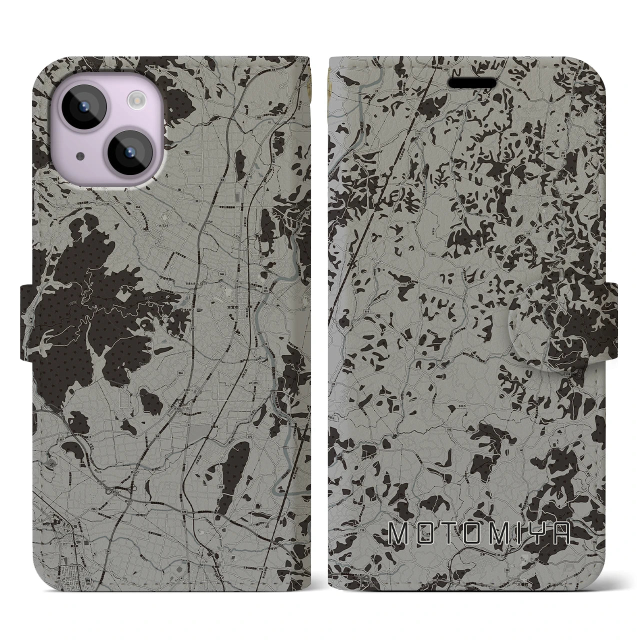 【本宮(福島県)】地図柄iPhoneケース(手帳タイプ)