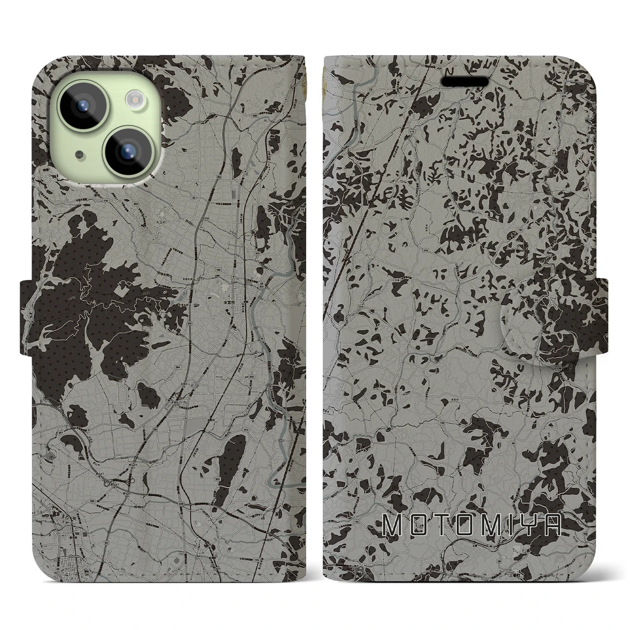 【本宮(福島県)】地図柄iPhoneケース(手帳タイプ)