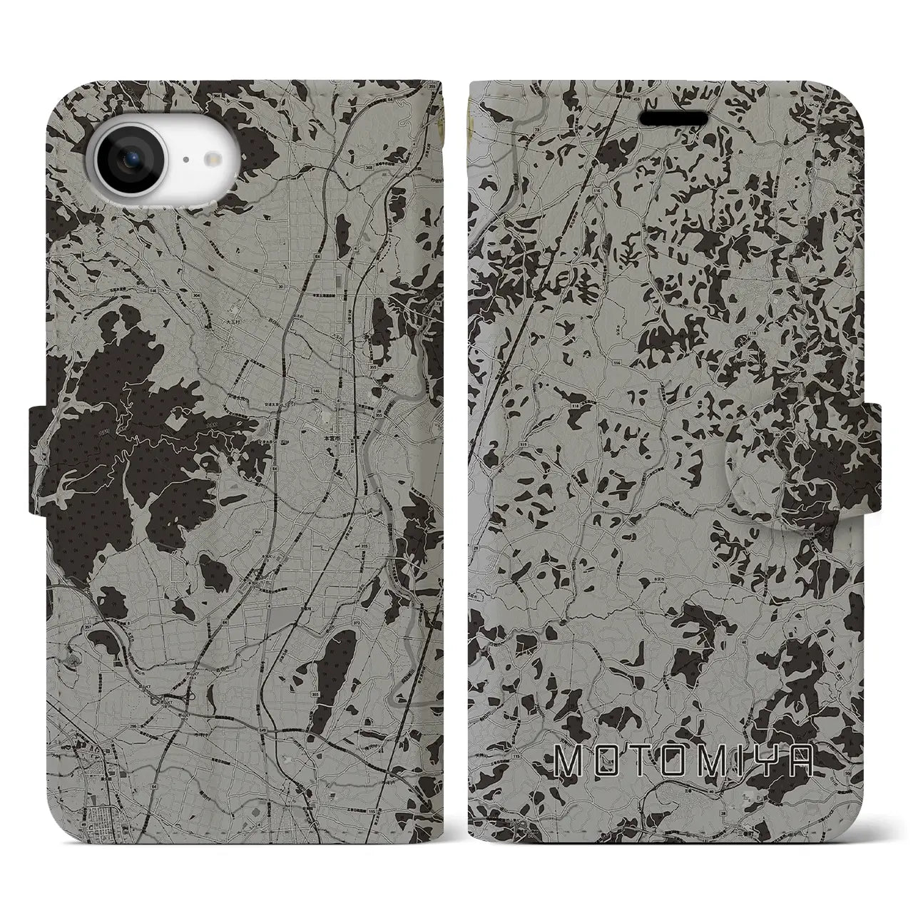 【本宮(福島県)】地図柄iPhoneケース(手帳タイプ)