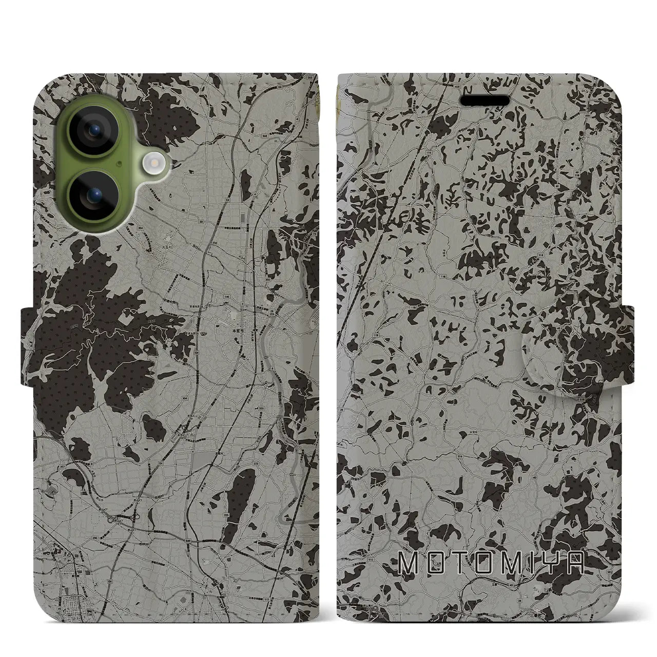 【本宮(福島県)】地図柄iPhoneケース(手帳タイプ)