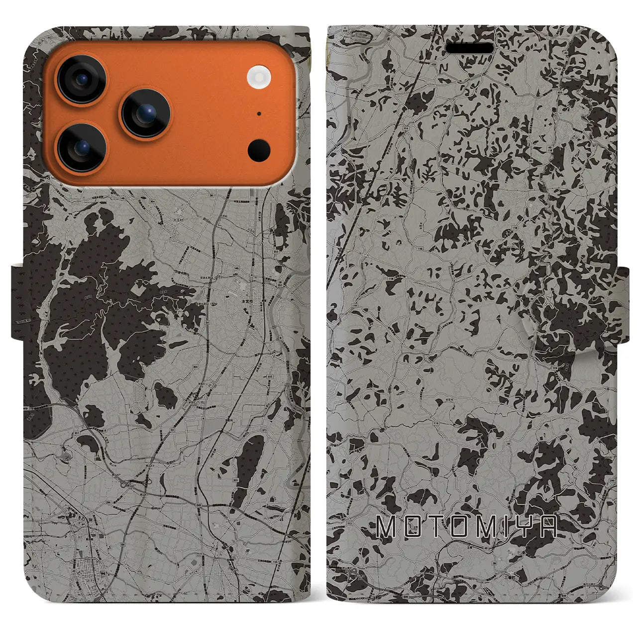 【本宮(福島県)】地図柄iPhoneケース(手帳タイプ)