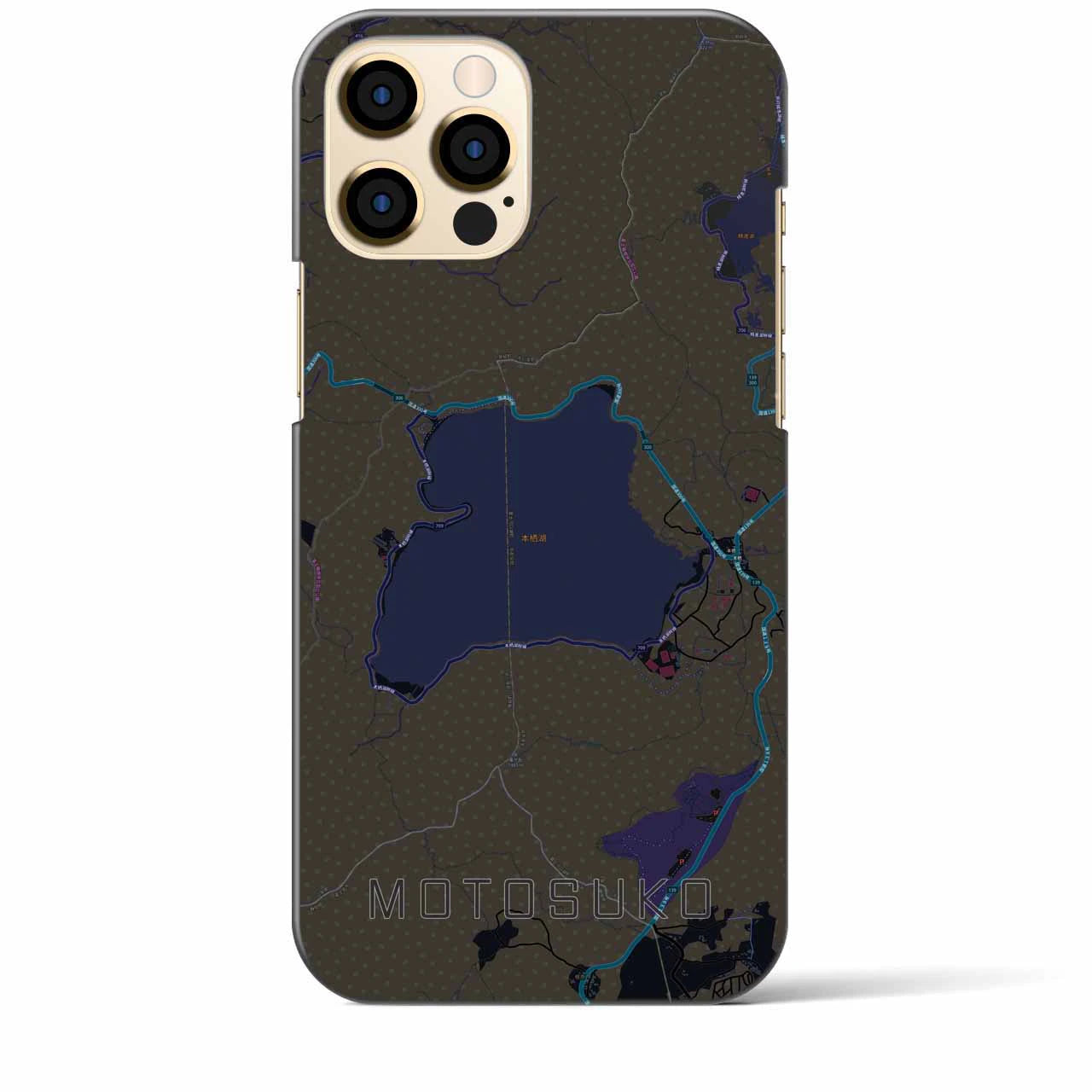 【本栖湖(山梨県)】地図柄iPhoneケース(バックカバータイプ)