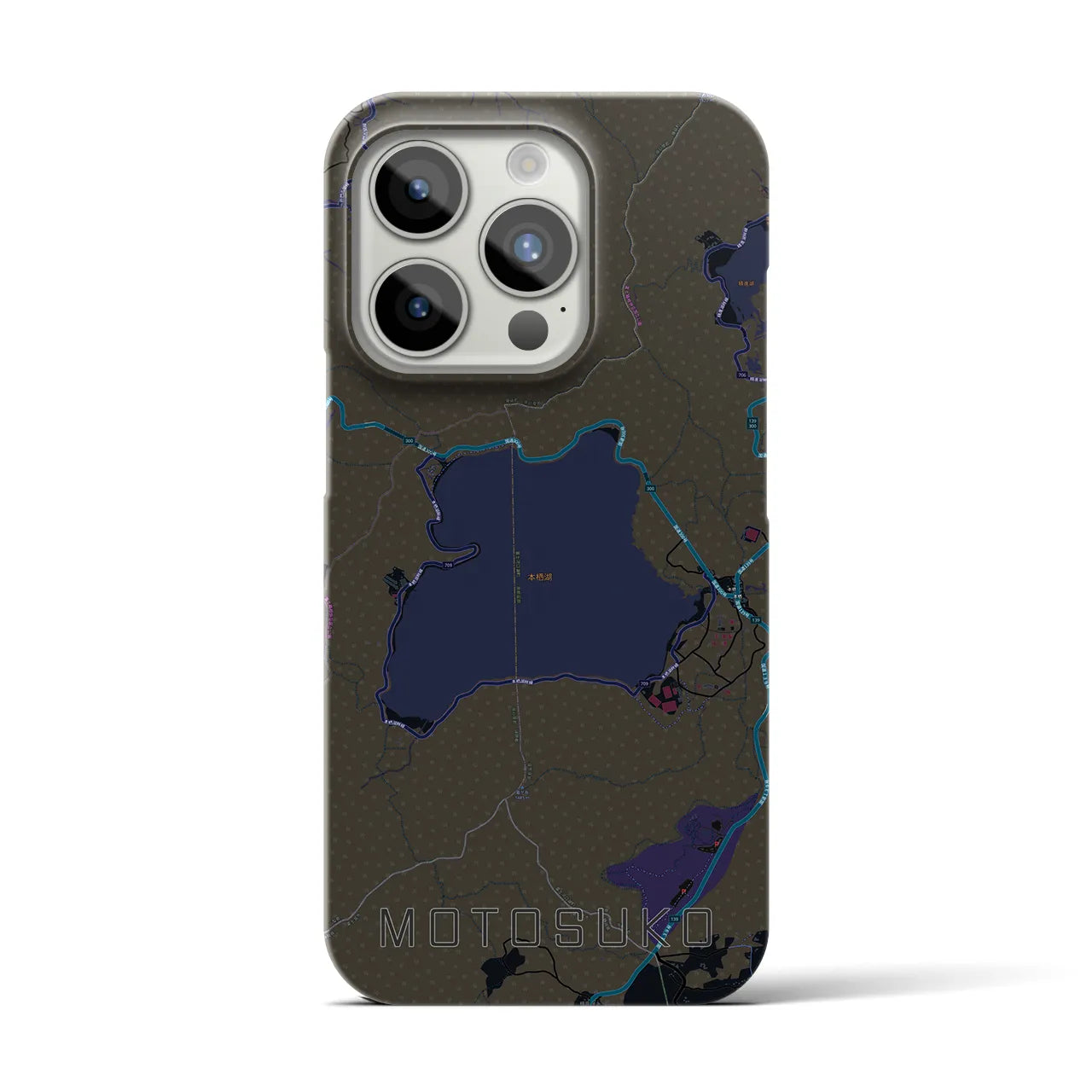 【本栖湖(山梨県)】地図柄iPhoneケース(バックカバータイプ)
