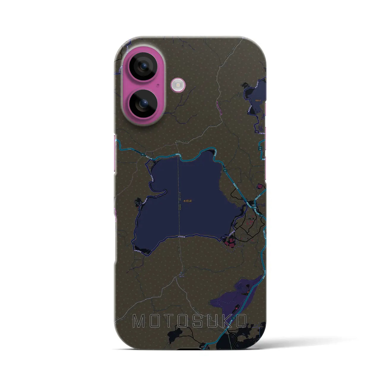 【本栖湖(山梨県)】地図柄iPhoneケース(バックカバータイプ)