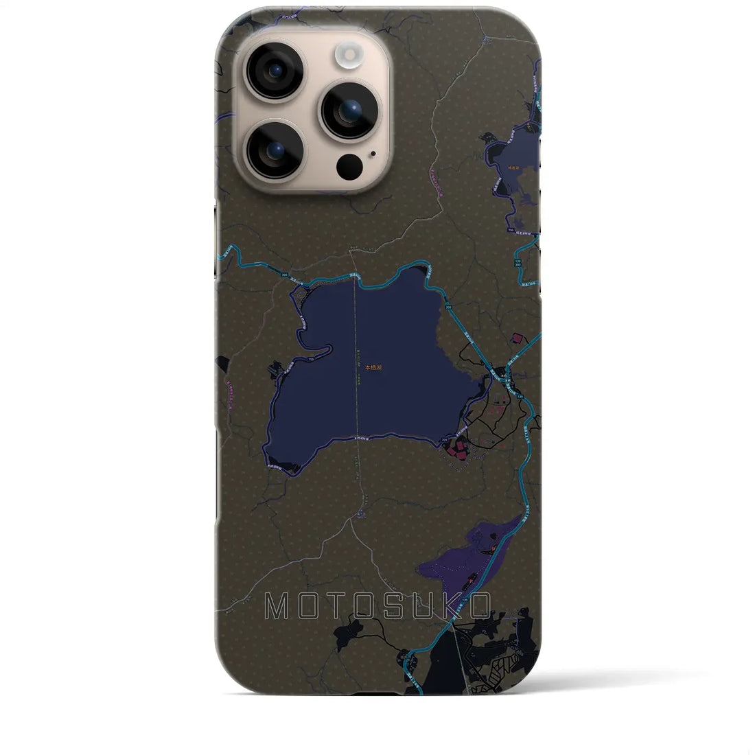 【本栖湖(山梨県)】地図柄iPhoneケース(バックカバータイプ)