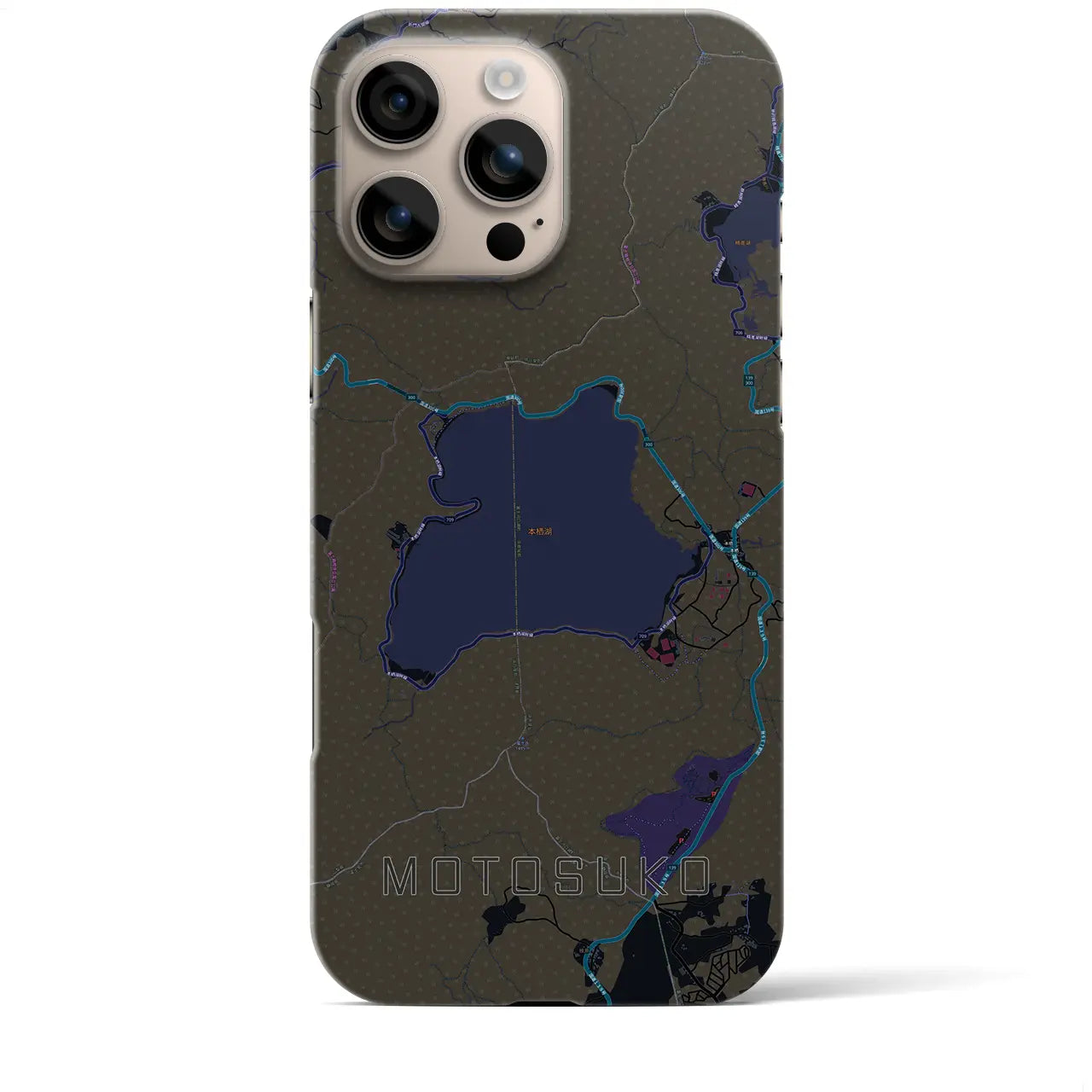 【本栖湖(山梨県)】地図柄iPhoneケース(バックカバータイプ)