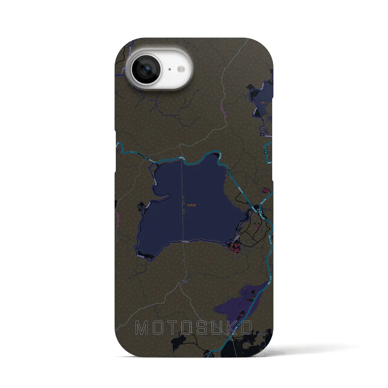 【本栖湖(山梨県)】地図柄iPhoneケース(バックカバータイプ)
