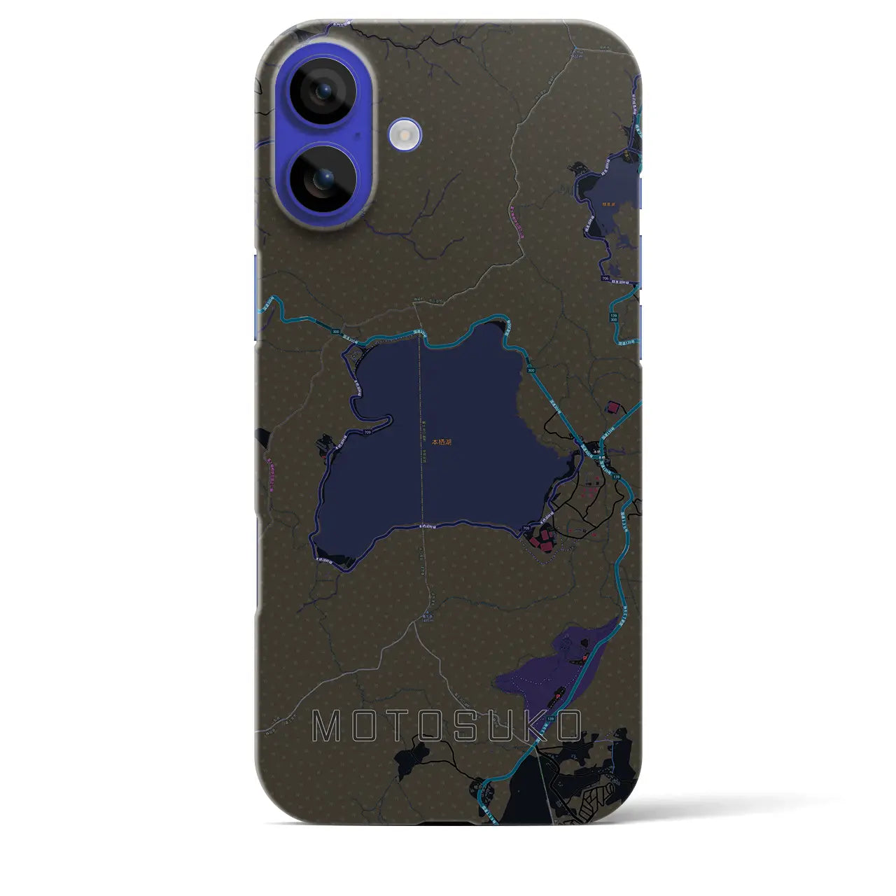 【本栖湖(山梨県)】地図柄iPhoneケース(バックカバータイプ)