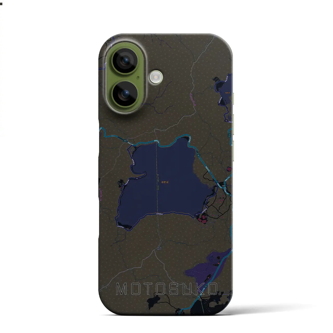 【本栖湖(山梨県)】地図柄iPhoneケース(バックカバータイプ)