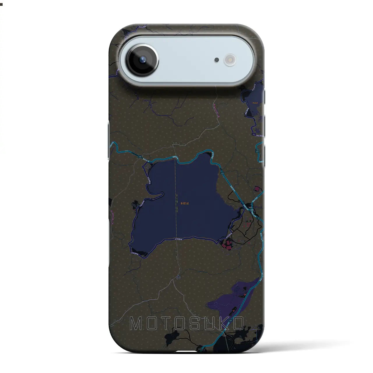 【本栖湖(山梨県)】地図柄iPhoneケース(バックカバータイプ)