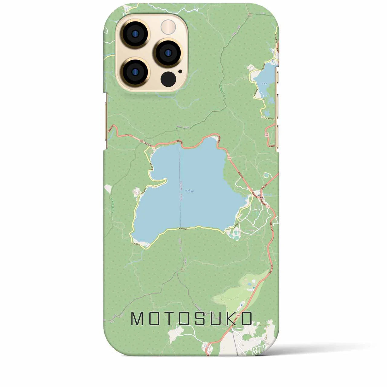 【本栖湖(山梨県)】地図柄iPhoneケース(バックカバータイプ)