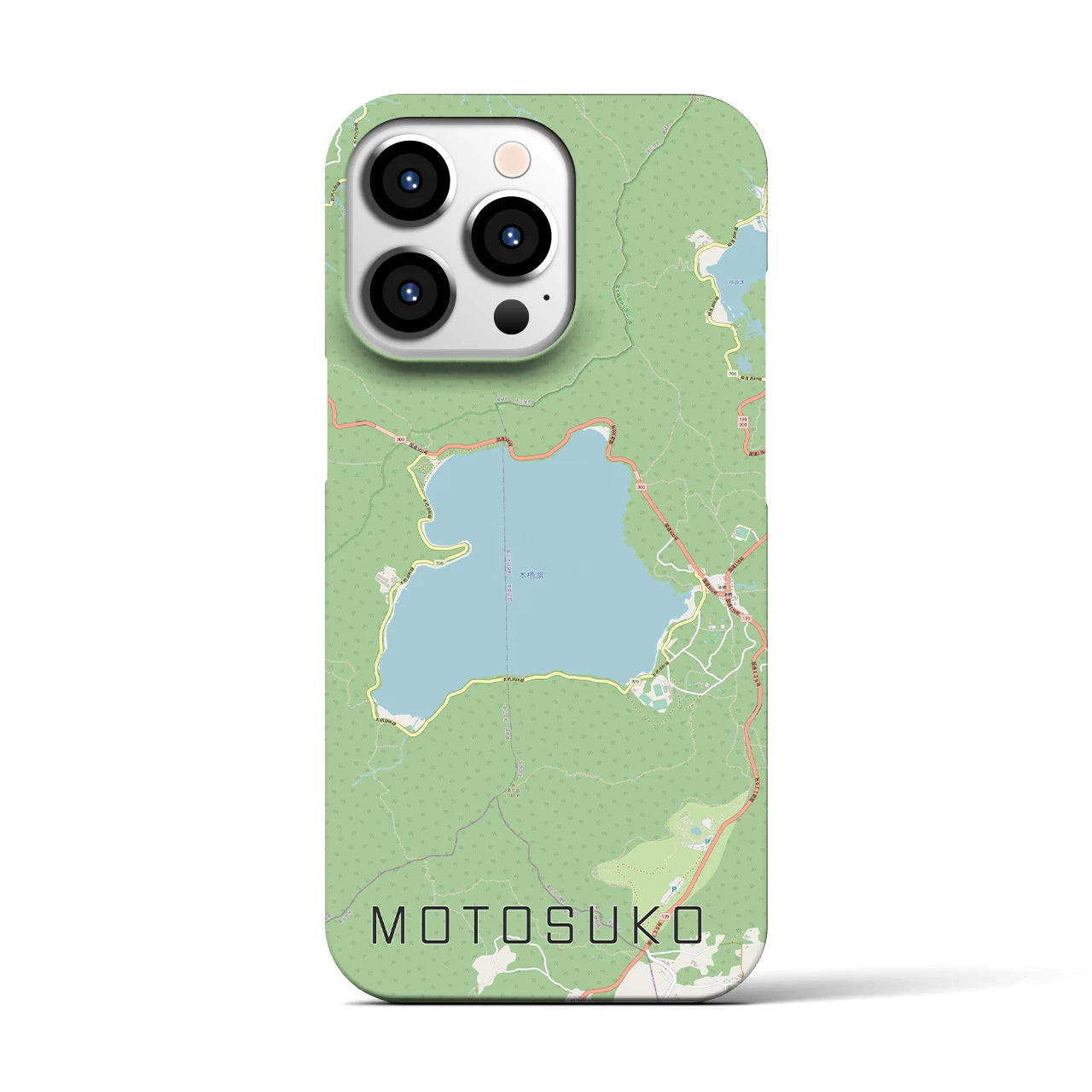 【本栖湖(山梨県)】地図柄iPhoneケース(バックカバータイプ)