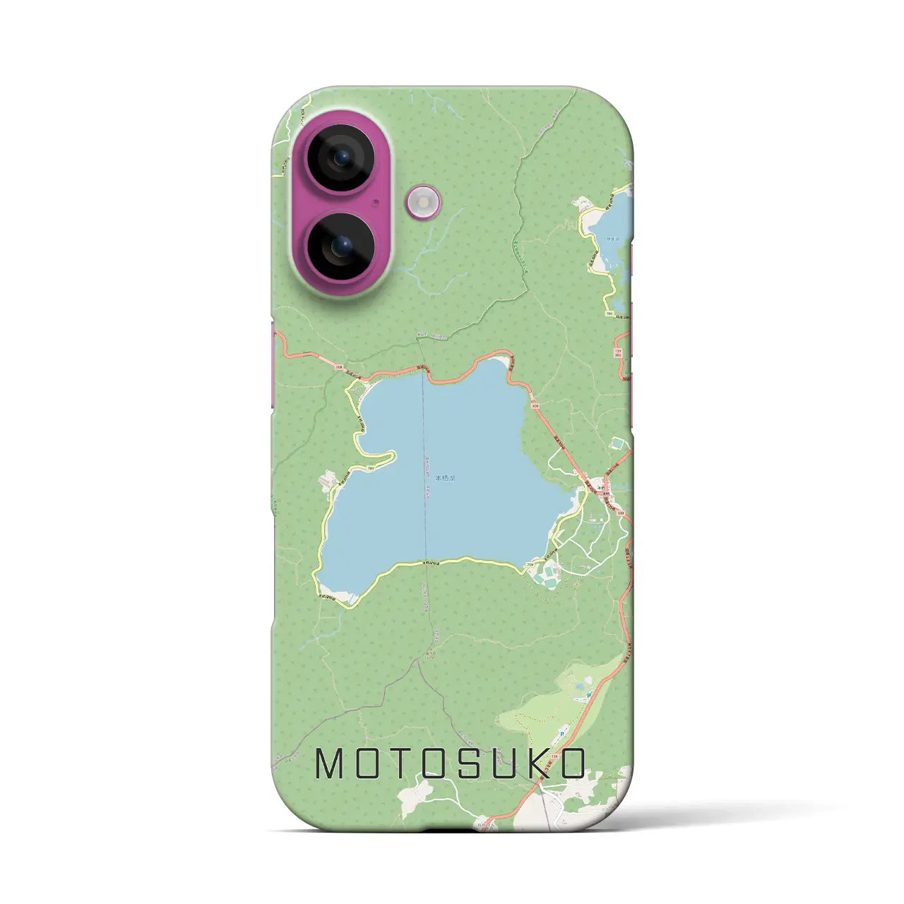 【本栖湖(山梨県)】地図柄iPhoneケース(バックカバータイプ)