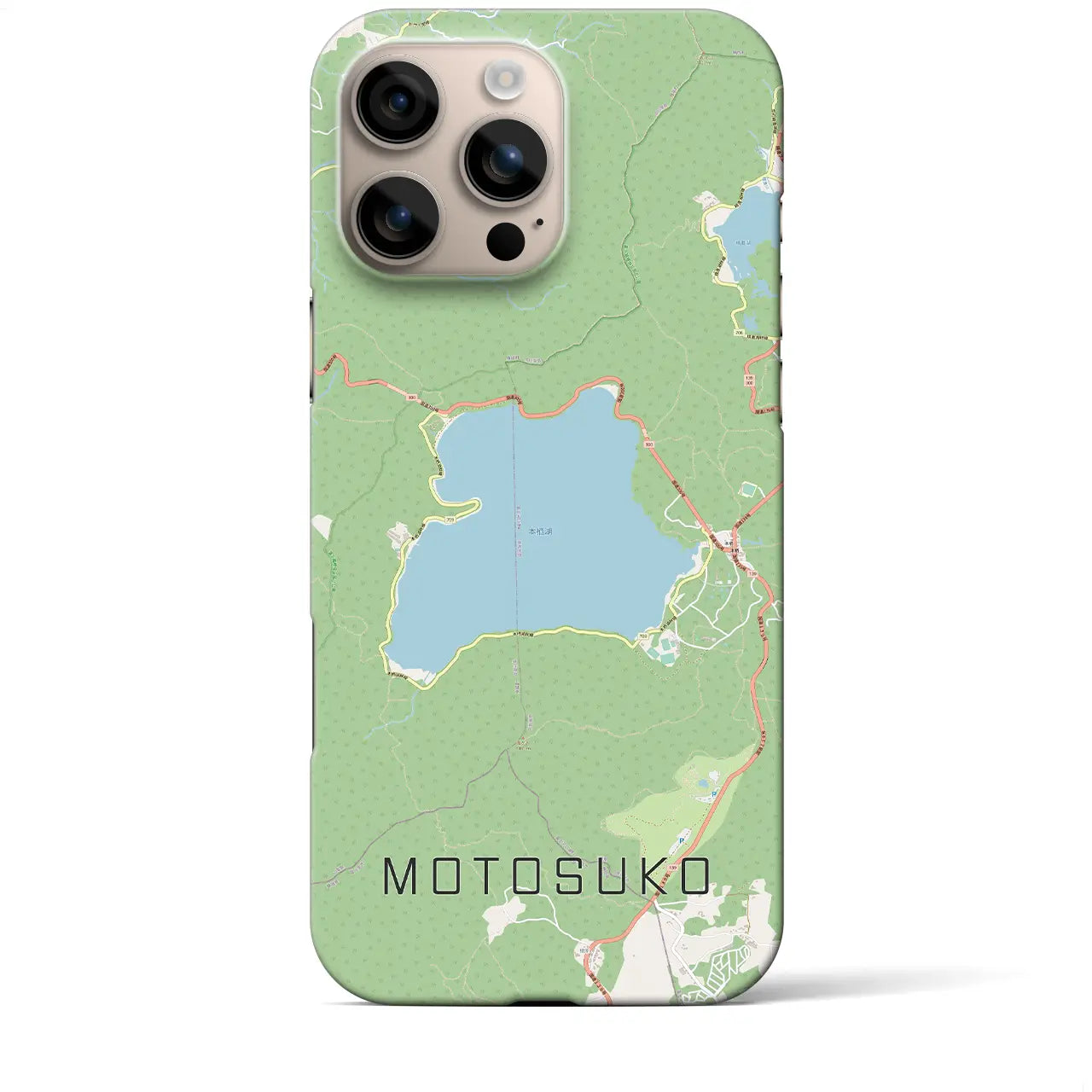 【本栖湖(山梨県)】地図柄iPhoneケース(バックカバータイプ)