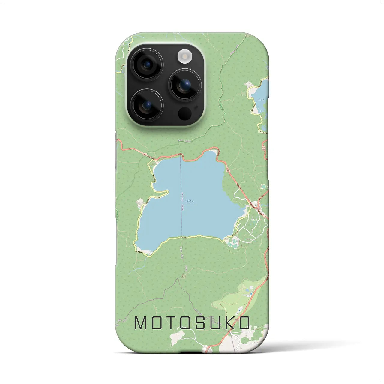 【本栖湖(山梨県)】地図柄iPhoneケース(バックカバータイプ)