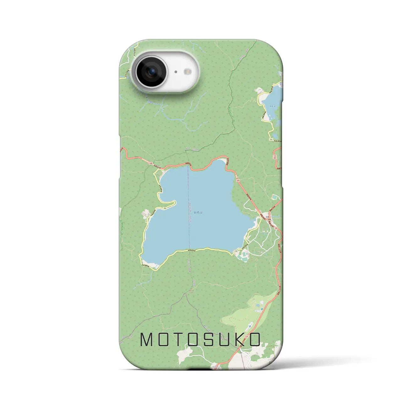 【本栖湖(山梨県)】地図柄iPhoneケース(バックカバータイプ)