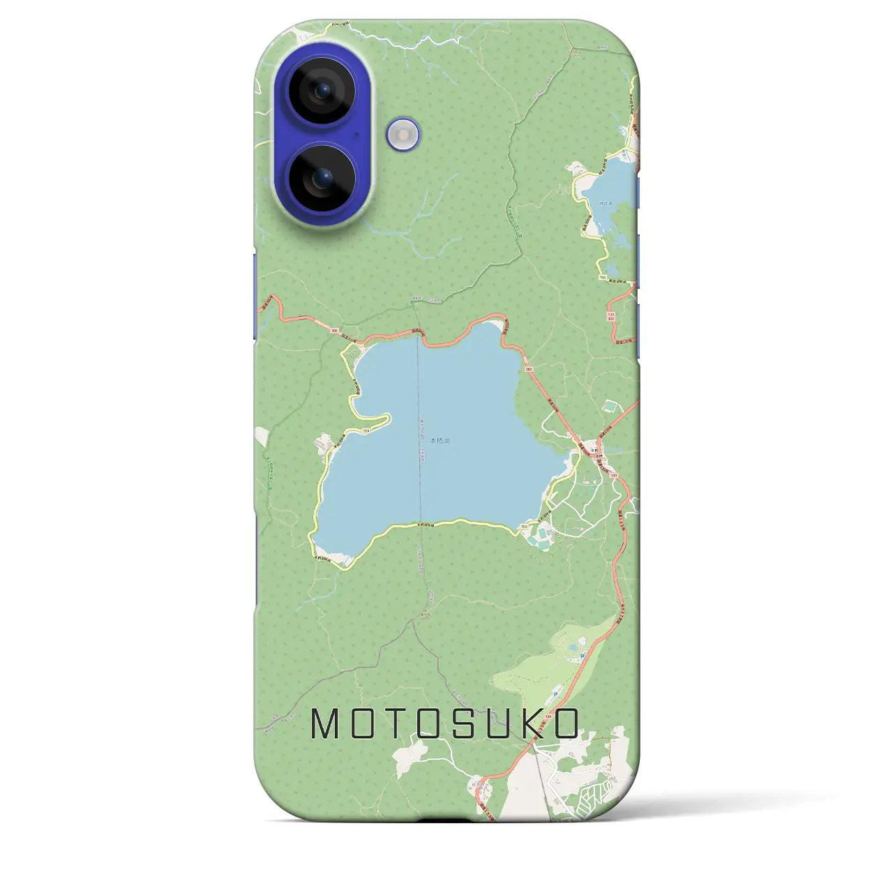 【本栖湖(山梨県)】地図柄iPhoneケース(バックカバータイプ)