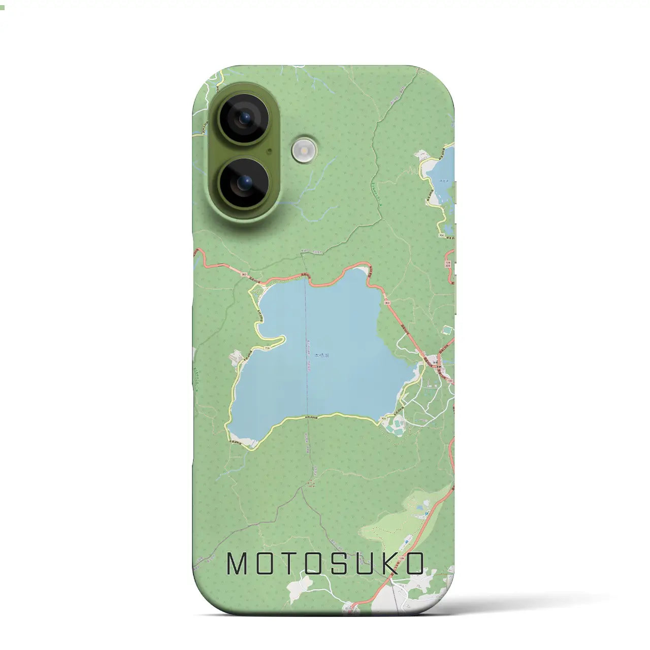 【本栖湖(山梨県)】地図柄iPhoneケース(バックカバータイプ)ブラック・iPhone 17 Pro Max 用