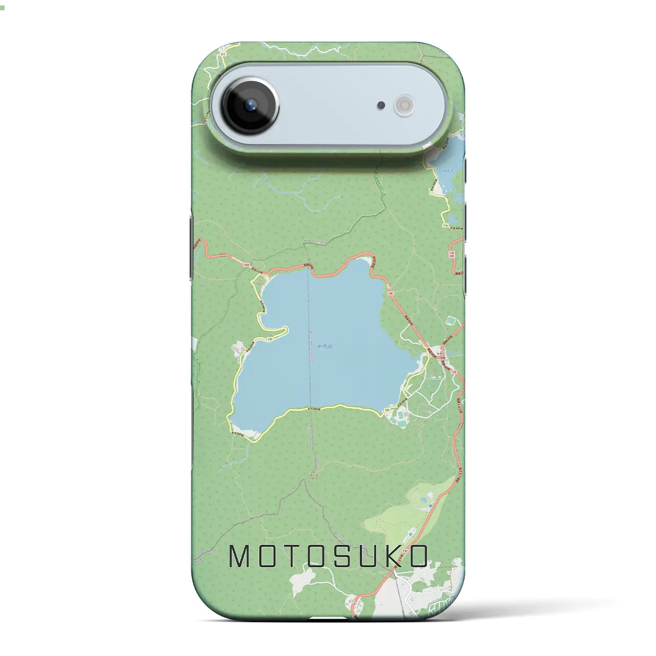 【本栖湖(山梨県)】地図柄iPhoneケース(バックカバータイプ)