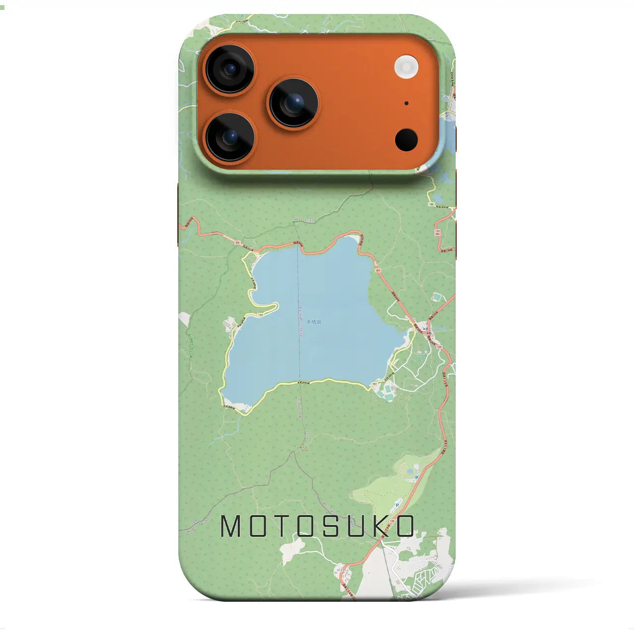 【本栖湖(山梨県)】地図柄iPhoneケース(バックカバータイプ)ナチュラル・iPhone 17 Pro Max 用