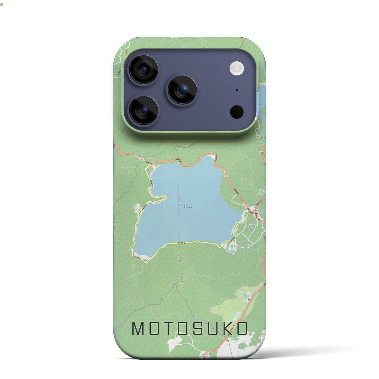 【本栖湖(山梨県)】地図柄iPhoneケース(バックカバータイプ)