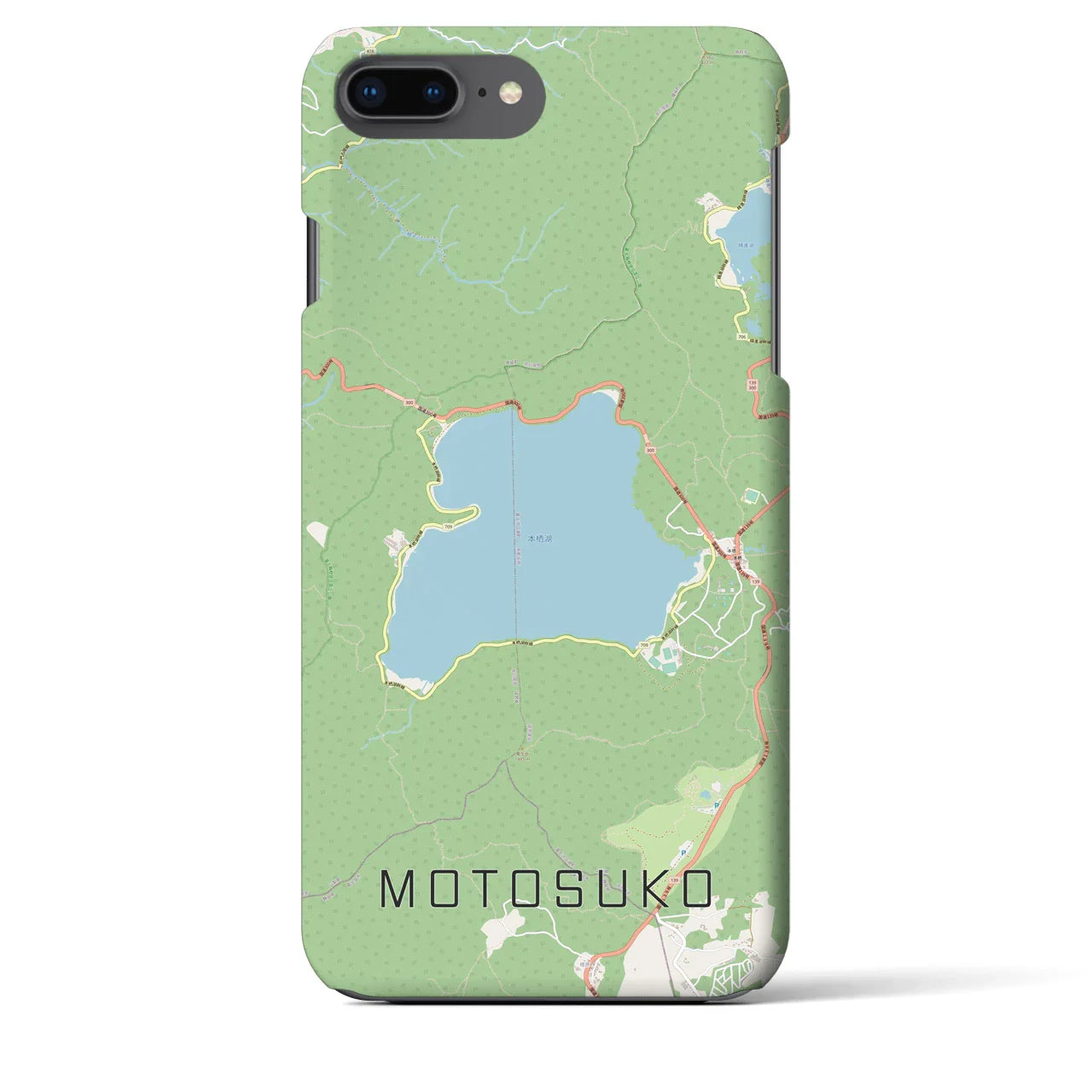 【本栖湖(山梨県)】地図柄iPhoneケース(バックカバータイプ)