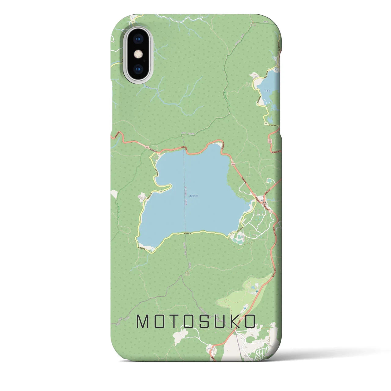 【本栖湖(山梨県)】地図柄iPhoneケース(バックカバータイプ)