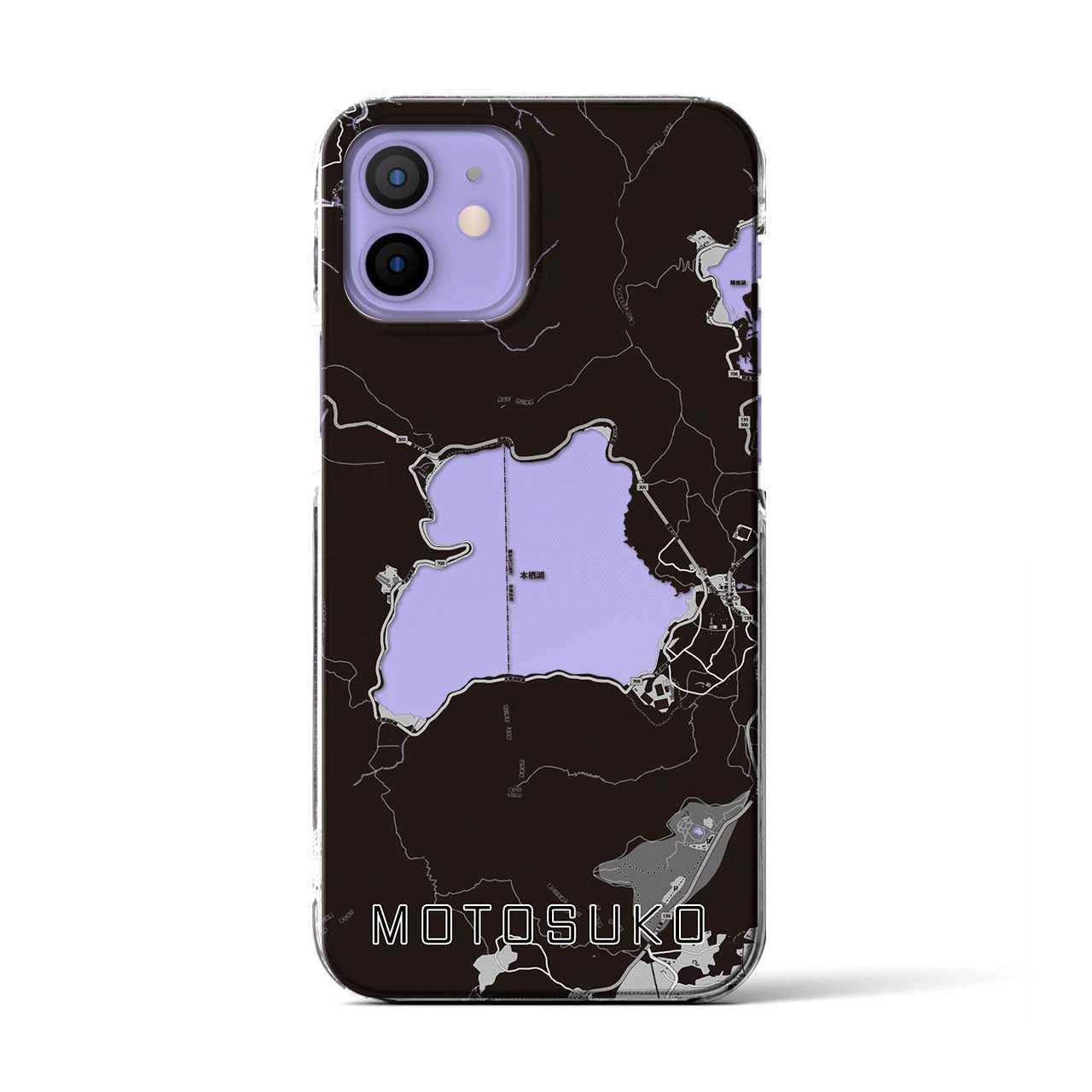 【本栖湖(山梨県)】地図柄iPhoneケース(クリアタイプ)