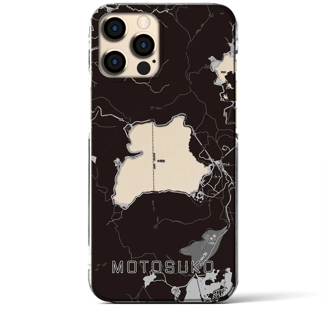 【本栖湖(山梨県)】地図柄iPhoneケース(クリアタイプ)