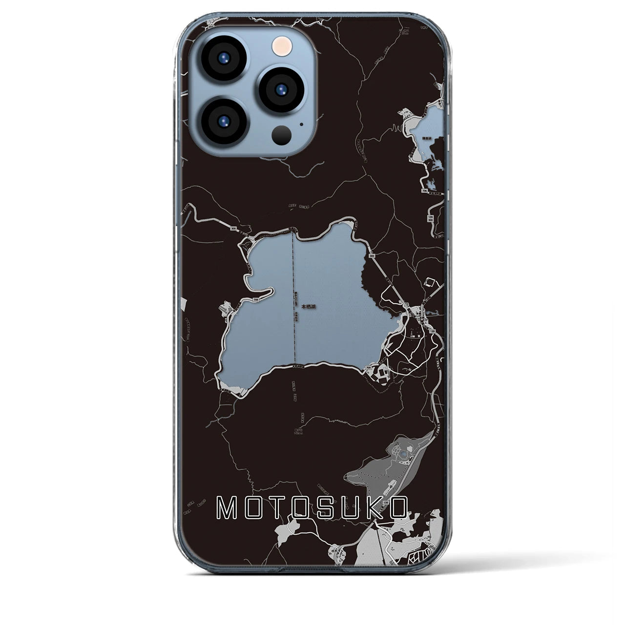 【本栖湖(山梨県)】地図柄iPhoneケース(クリアタイプ)