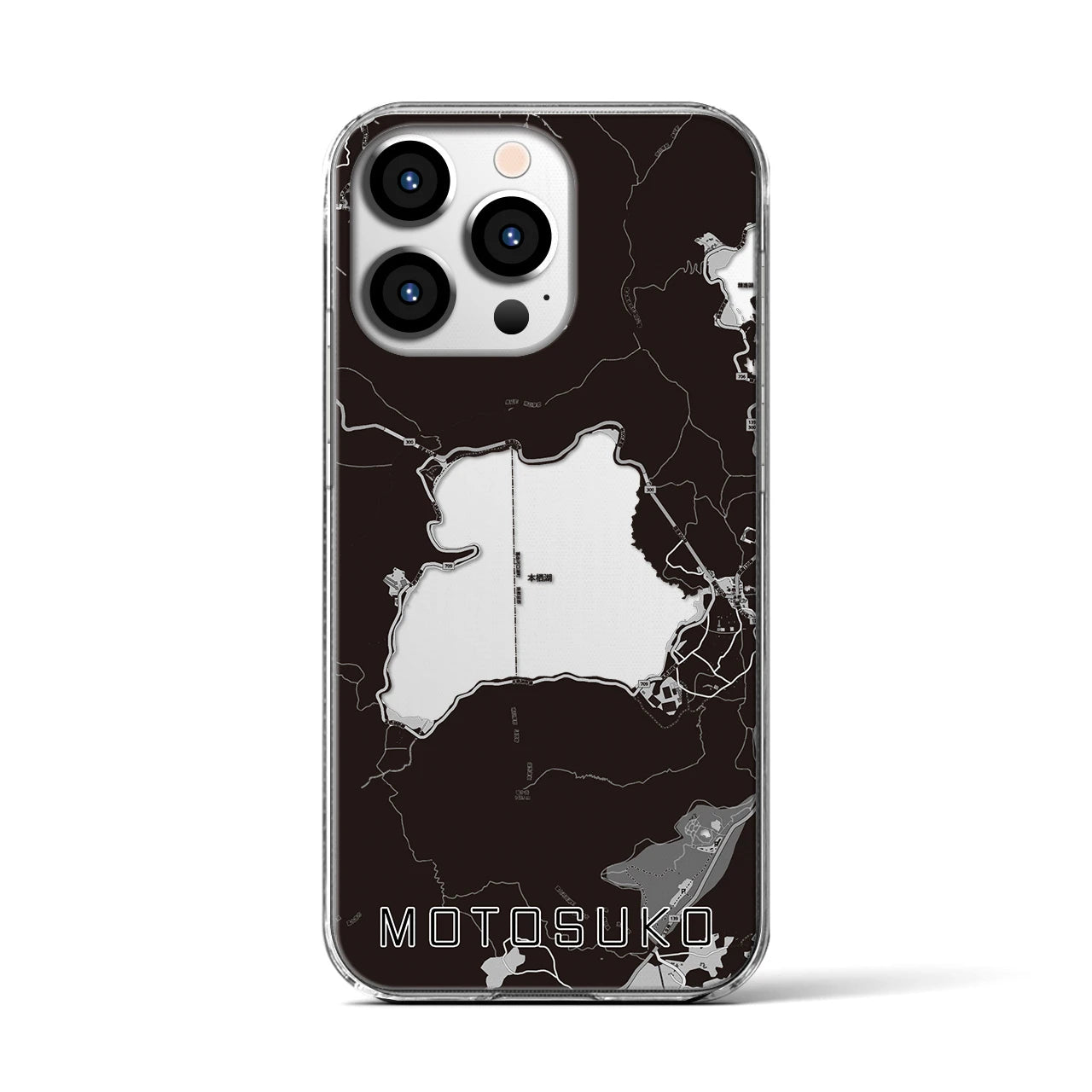 【本栖湖(山梨県)】地図柄iPhoneケース(クリアタイプ)