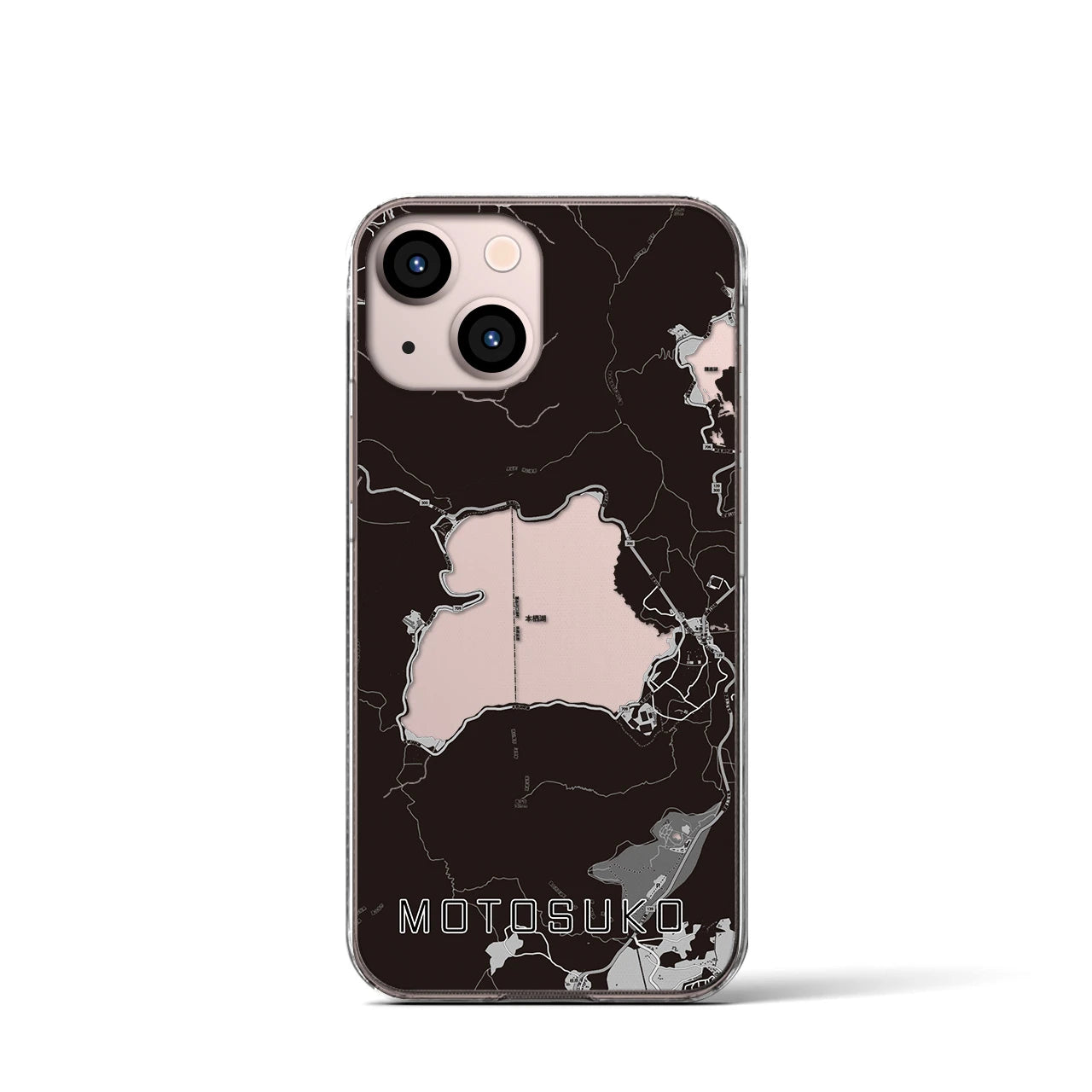 【本栖湖(山梨県)】地図柄iPhoneケース(クリアタイプ)