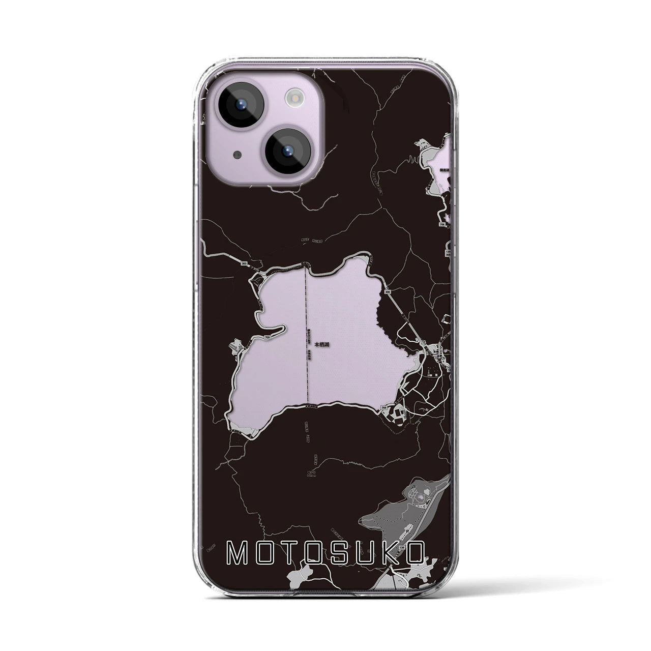 【本栖湖(山梨県)】地図柄iPhoneケース(クリアタイプ)