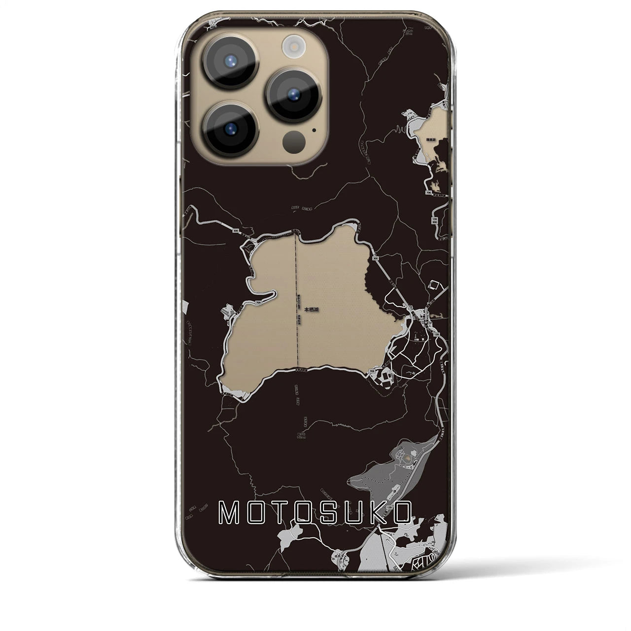 【本栖湖(山梨県)】地図柄iPhoneケース(クリアタイプ)