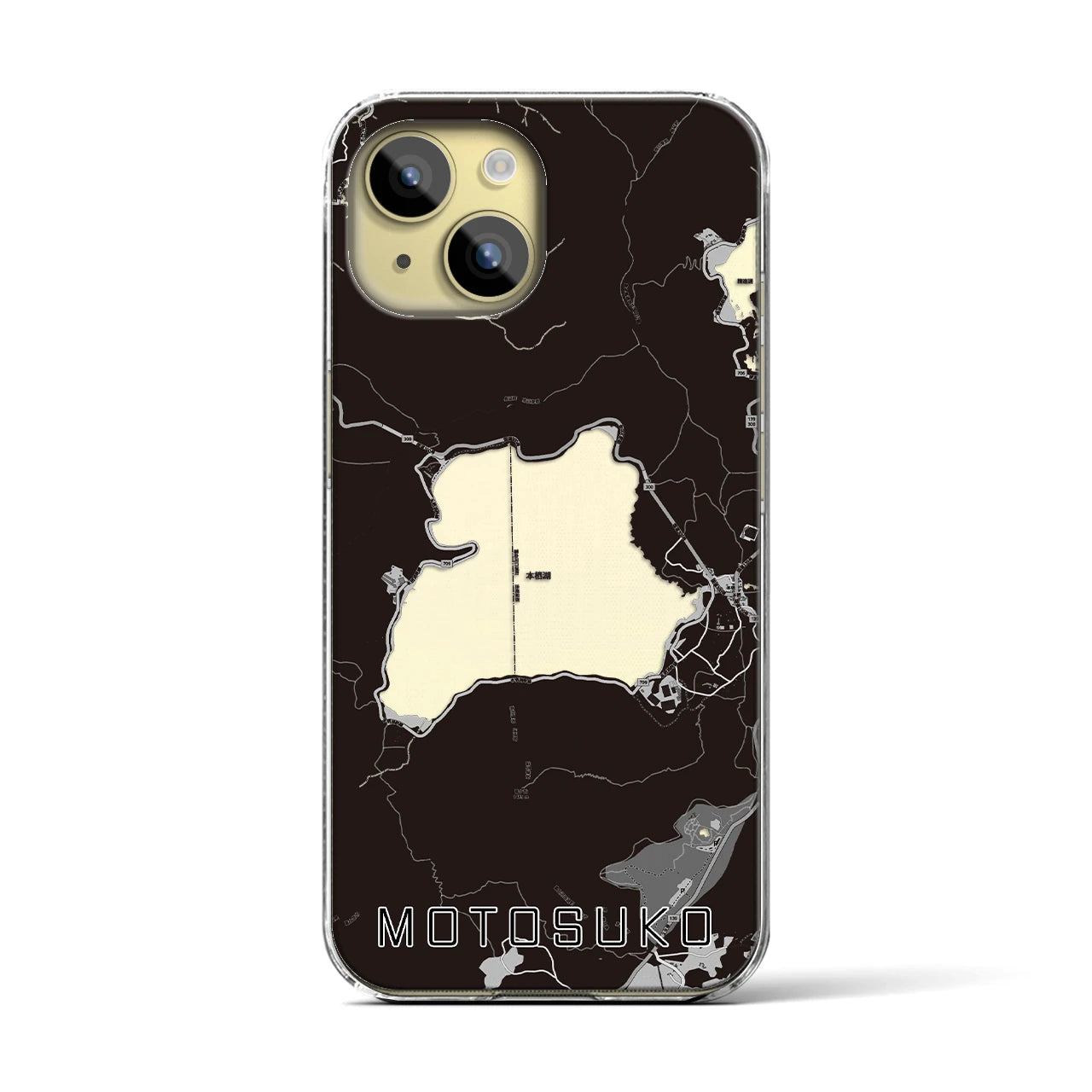 【本栖湖(山梨県)】地図柄iPhoneケース(クリアタイプ)