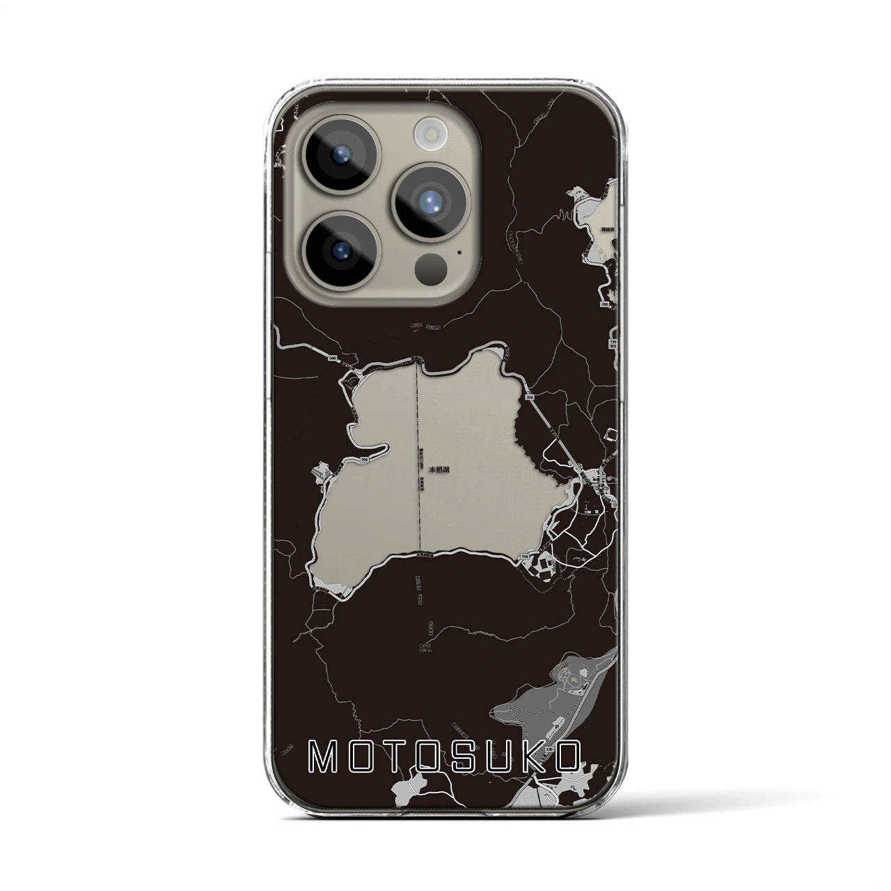 【本栖湖(山梨県)】地図柄iPhoneケース(クリアタイプ)