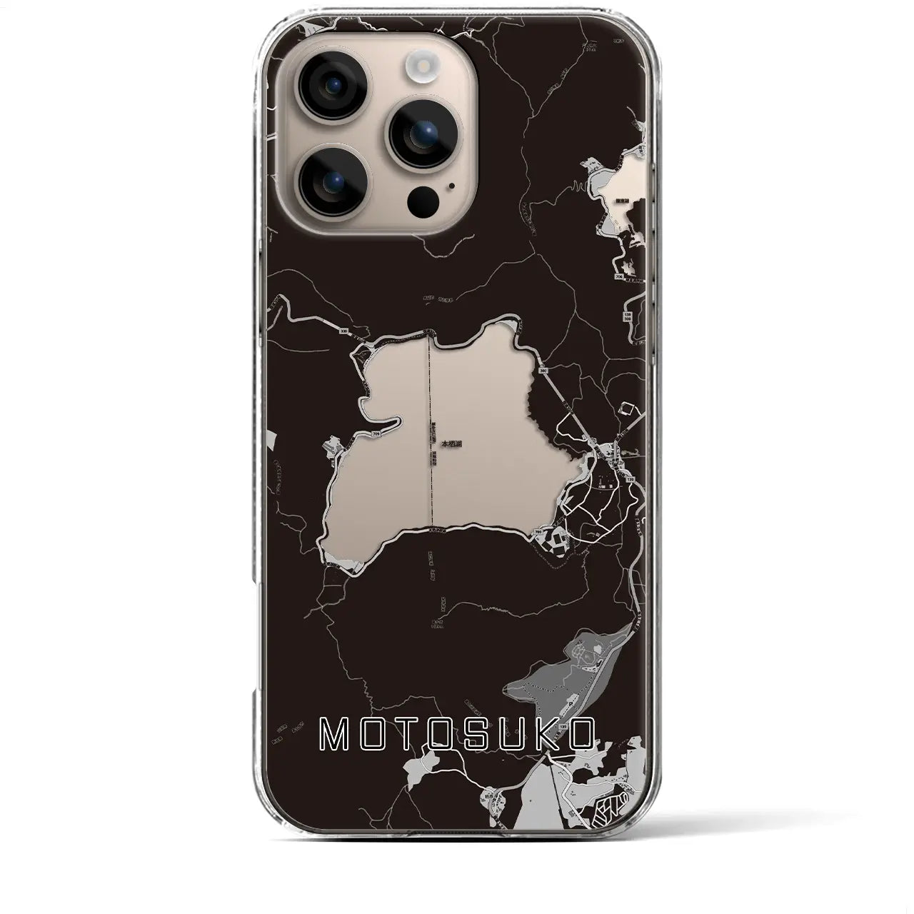 【本栖湖(山梨県)】地図柄iPhoneケース(クリアタイプ)