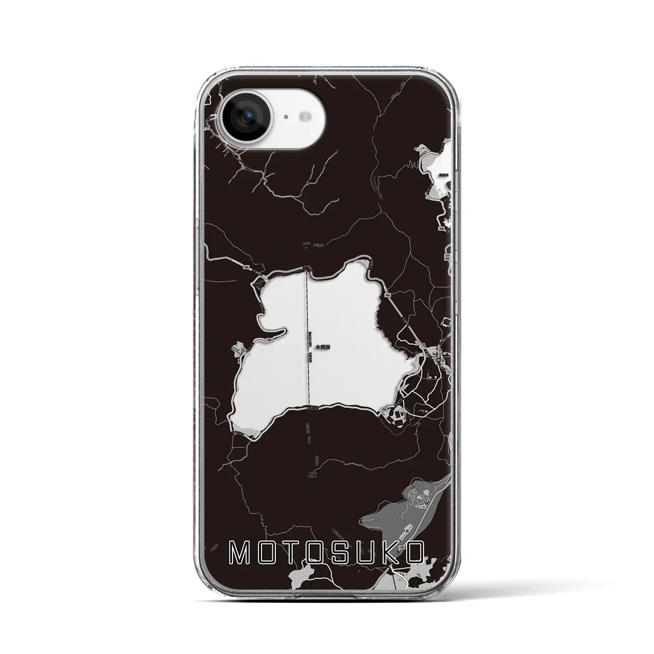 【本栖湖(山梨県)】地図柄iPhoneケース(クリアタイプ)