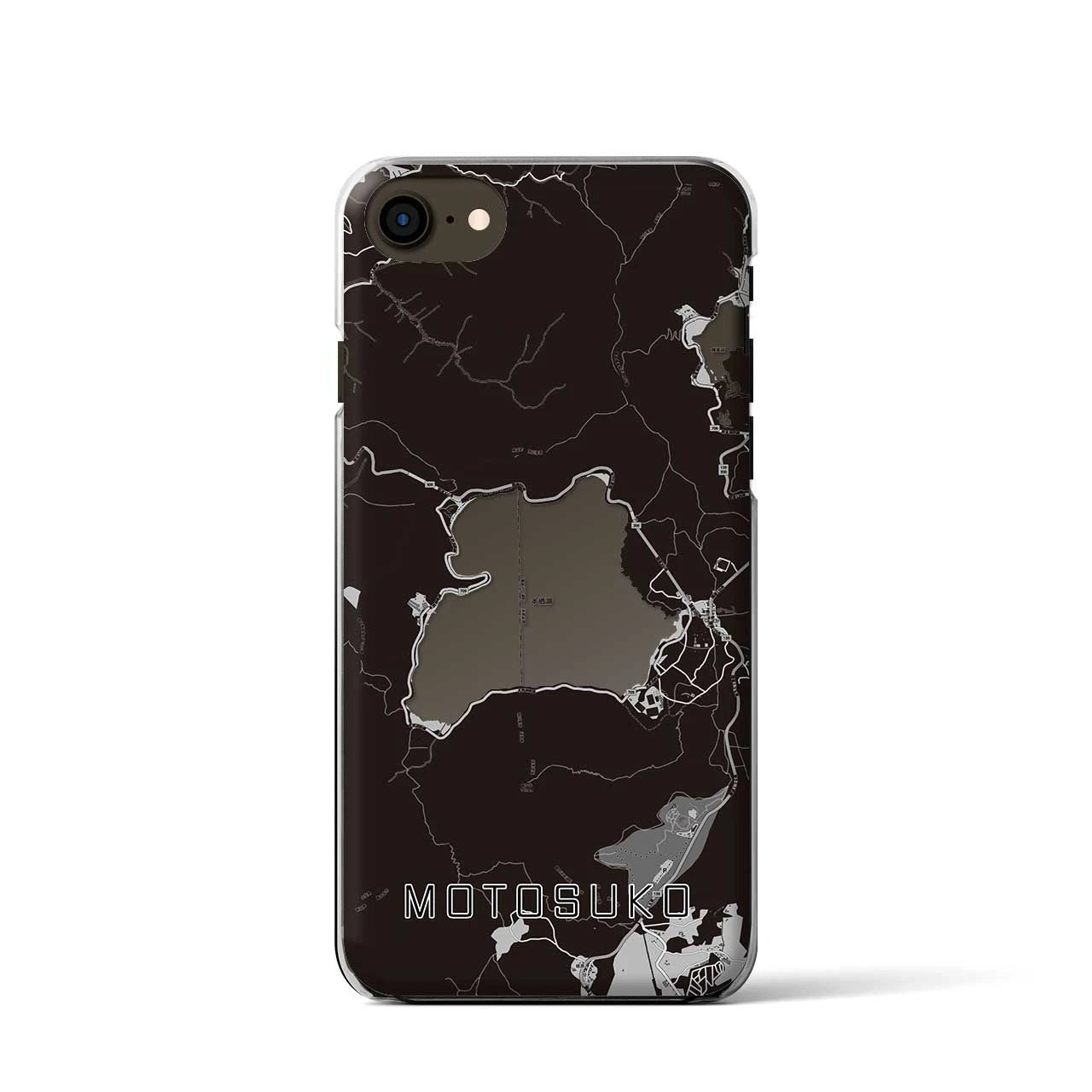 【本栖湖(山梨県)】地図柄iPhoneケース(クリアタイプ)