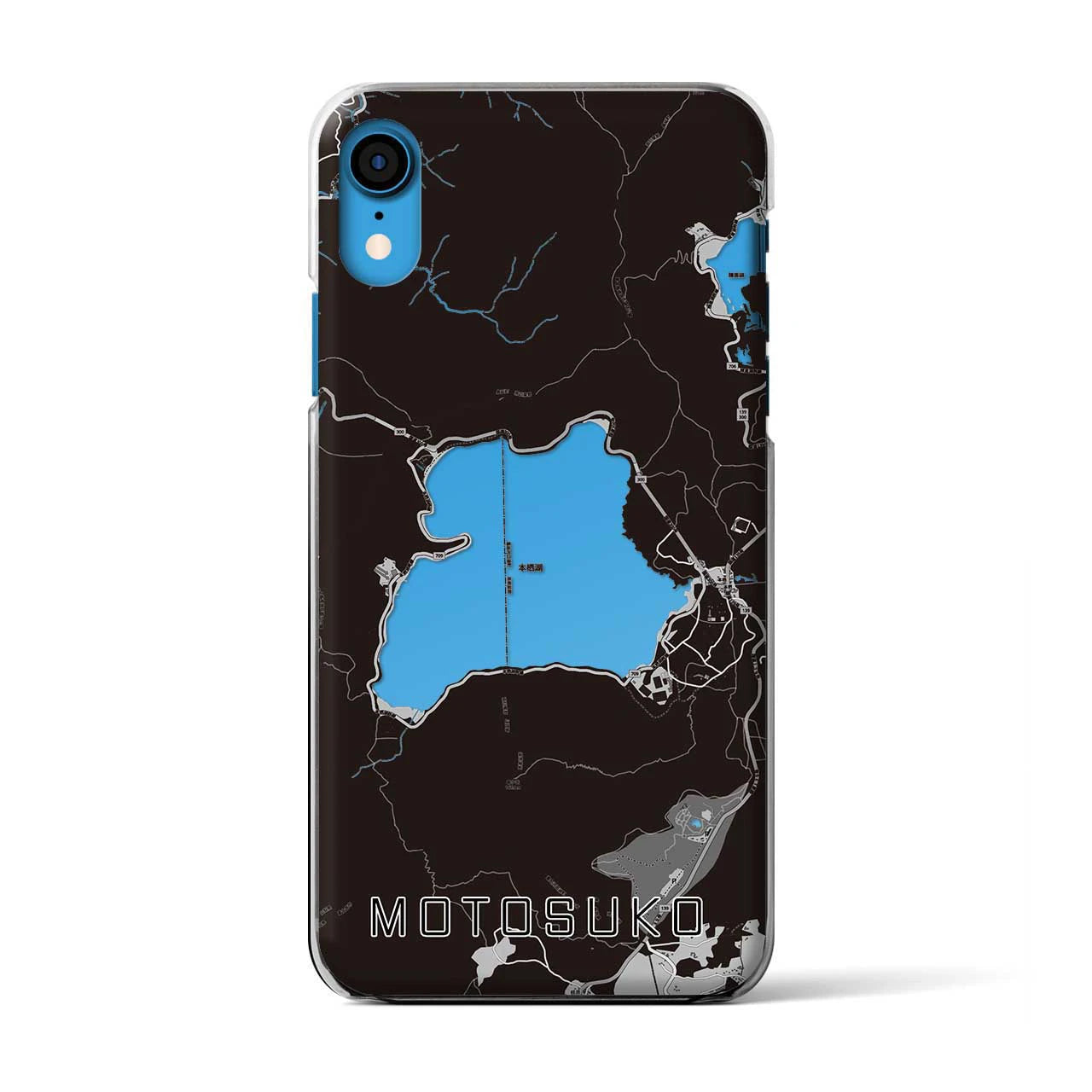 【本栖湖(山梨県)】地図柄iPhoneケース(クリアタイプ)