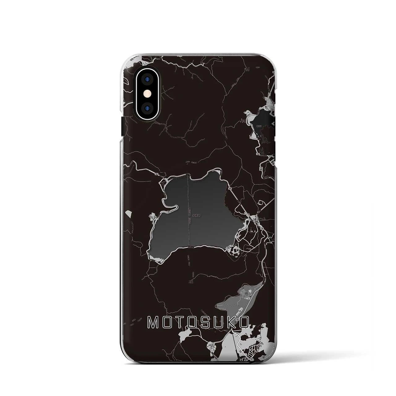 【本栖湖(山梨県)】地図柄iPhoneケース(クリアタイプ)