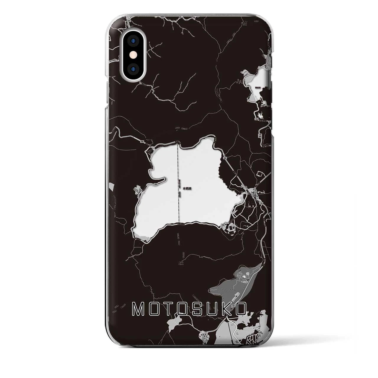 【本栖湖(山梨県)】地図柄iPhoneケース(クリアタイプ)