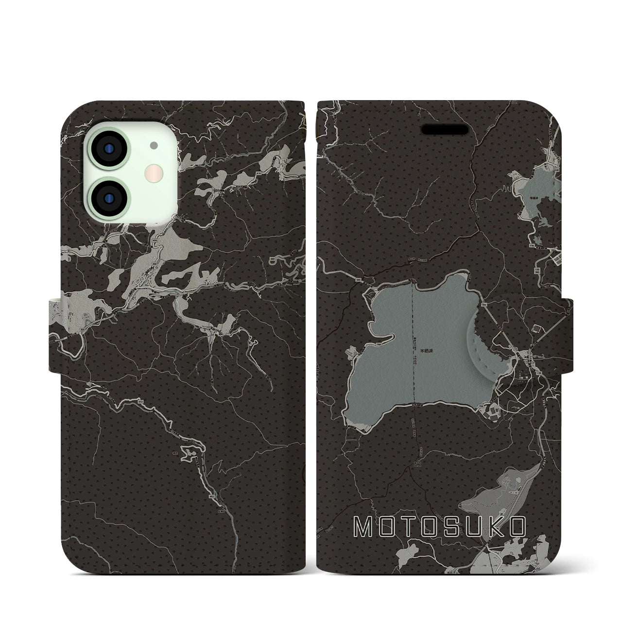 【本栖湖(山梨県)】地図柄iPhoneケース(手帳タイプ)