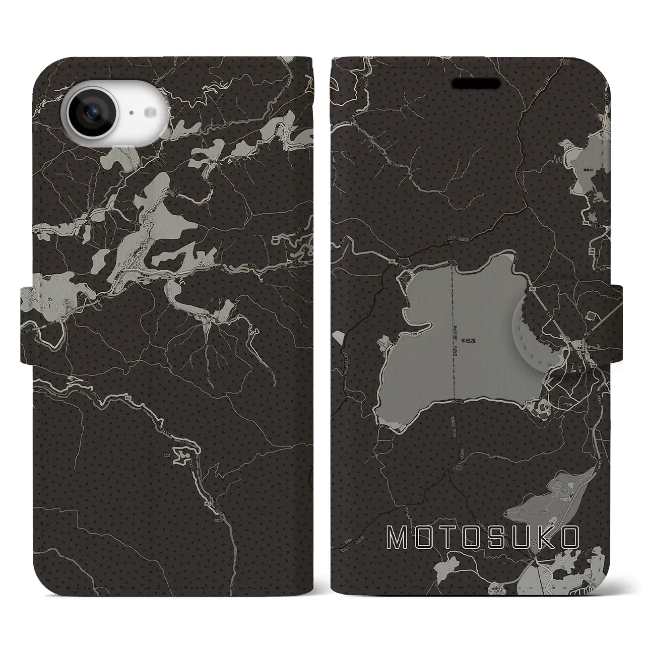 【本栖湖(山梨県)】地図柄iPhoneケース(手帳タイプ)